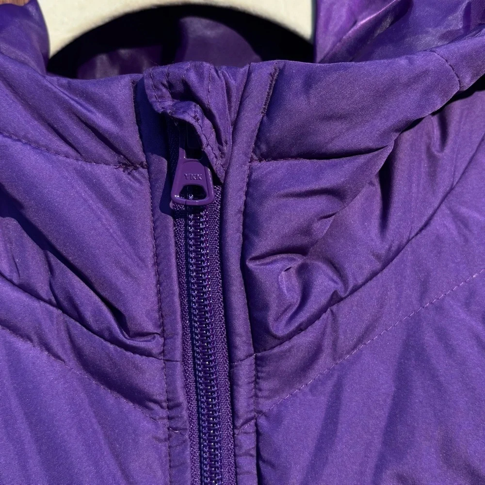 Lands End Long Down Puffer Coat 600 80/20 in Deep Purple with Hood Size S 6-8 - Picture 5 of 11
